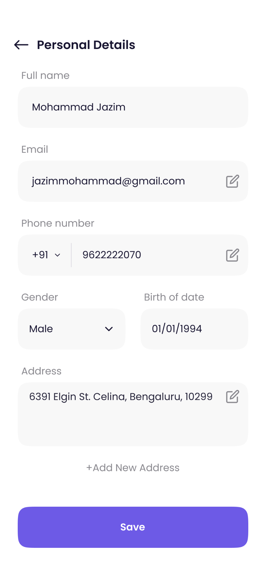 Personal & creator details - screen 1